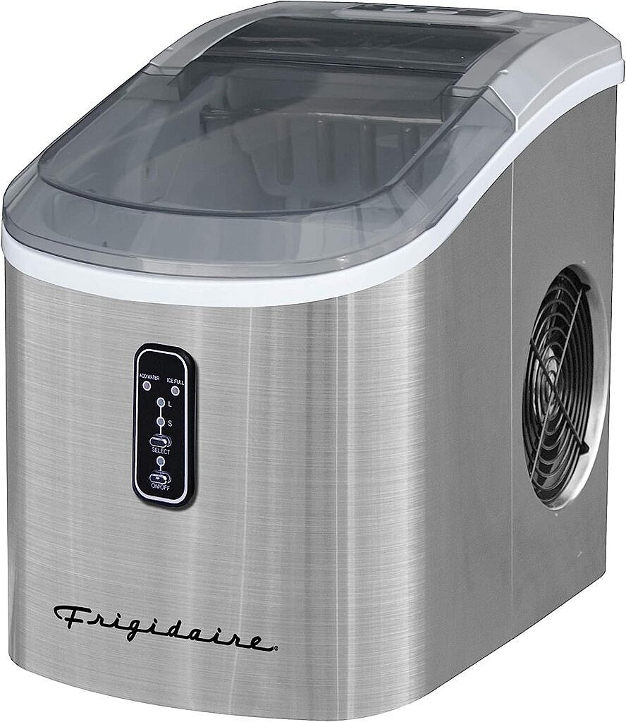 Frigidaire EFIC103-AMZ-SC Counter Top Maker with Over-Sized Ice Bucket, Stainless Steel, Self Cleaning Function, Heavy Duty, Stainless