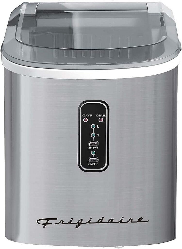 Frigidaire EFIC103-AMZ-SC Counter Top Maker with Over-Sized Ice Bucket, Stainless Steel, Self Cleaning Function, Heavy Duty, Stainless