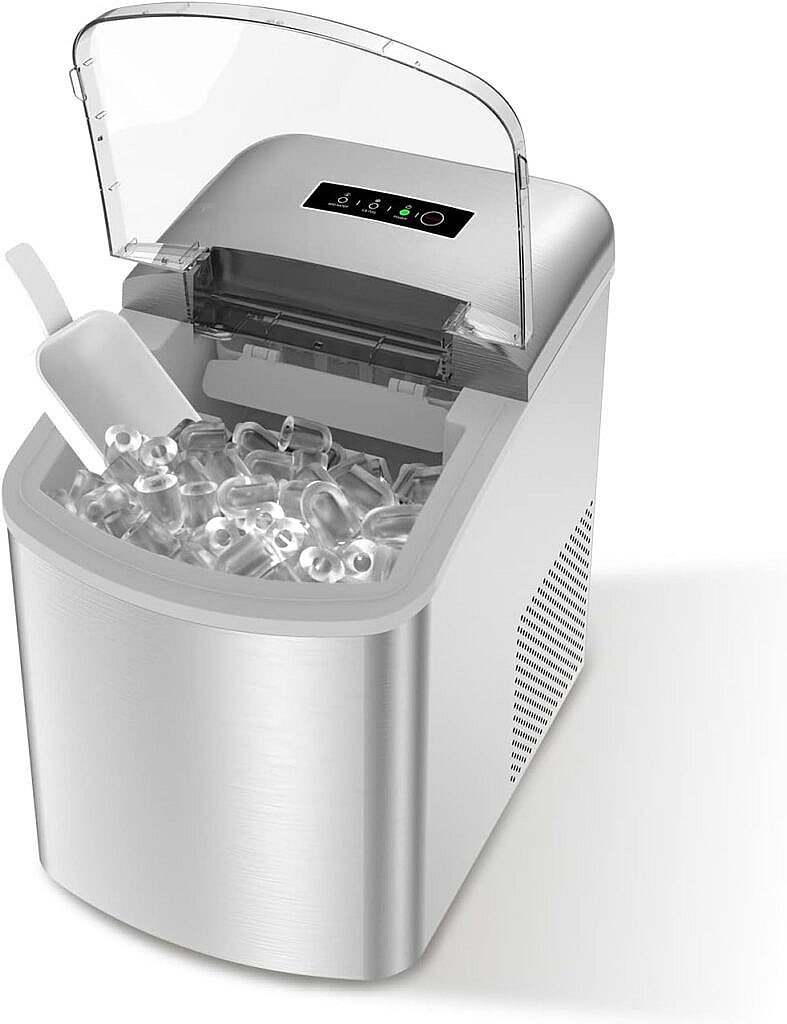 YUEYE Countertop Ice Maker, 6~8 Minutes Quick Ice Cubes Ready, 26lbs per Day, Low-Noise, with Ice Scoop